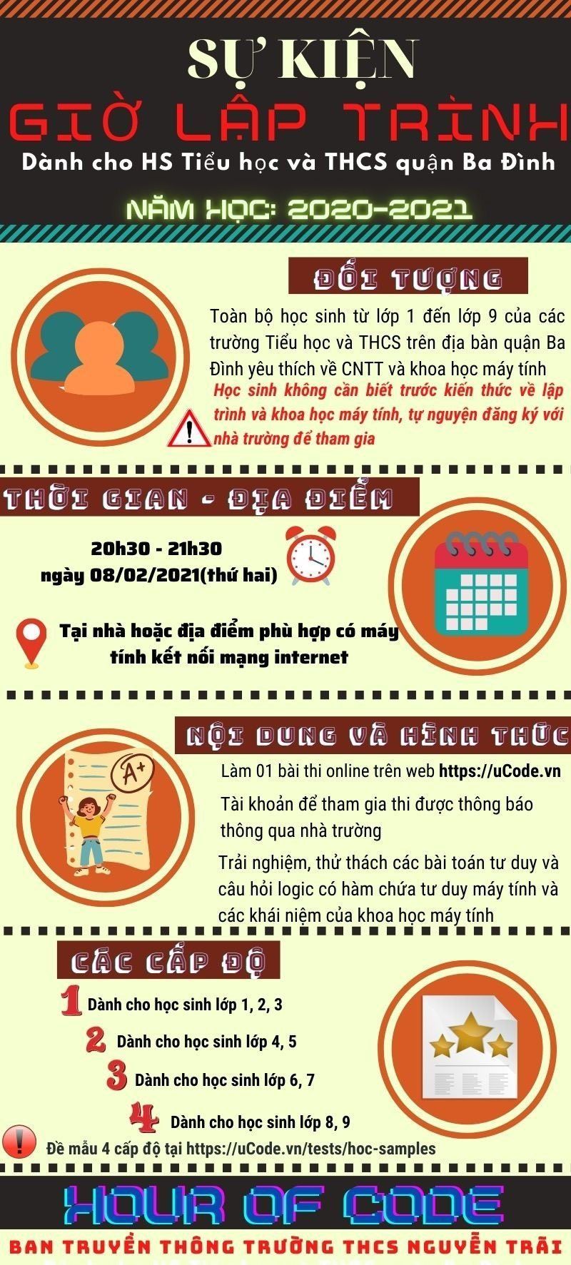Trường TH Ba Đình: Thông báo tổ chức sự kiện Giờ lập trình (Hour of code) dành cho học sinh Tiểu học và THCS Quận Ba Đình