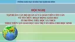 Hội nghị tập huấn cán bộ quản lí và giáo viên cốt cán về tổ chức hoạt động giáo dục ở trường Tiểu học và THCS theo tiếp cận giáo dục giá trị văn hóa cho học sinh