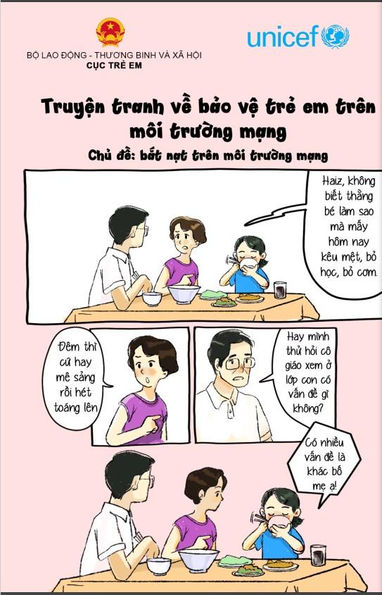 Truyện tranh về bảo vệ trẻ em trên môi trường mạng: bắt nạt trên môi trường mạng.