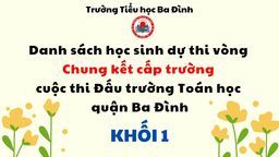 Danh sách học sinh khối 1 dự thi vòng Chung kết cấp trường cuộc thi Đấu trường Toán học quận Ba Đình