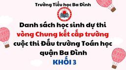 Danh sách học sinh khối 3 dự thi vòng Chung kết cấp trường cuộc thi Đấu trường Toán học quận Ba Đình