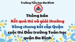 Thông báo kết quả thi và giải thưởng vòng Chung kết cấp Quận - Cuộc thi Đấu trường Toán học Quận Ba Đình