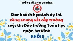Danh sách học sinh khối 5 dự thi vòng Chung kết cấp trường cuộc thi Đấu trường Toán học quận Ba Đình