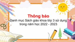 Thông báo danh mục Sách giáo khoa lớp 3 sử dụng trong năm học 2022 - 2023