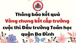 Thông báo kết quả Vòng chung kết cấp trường - Cuộc thi Đấu trường Toán học quận Ba Đình
