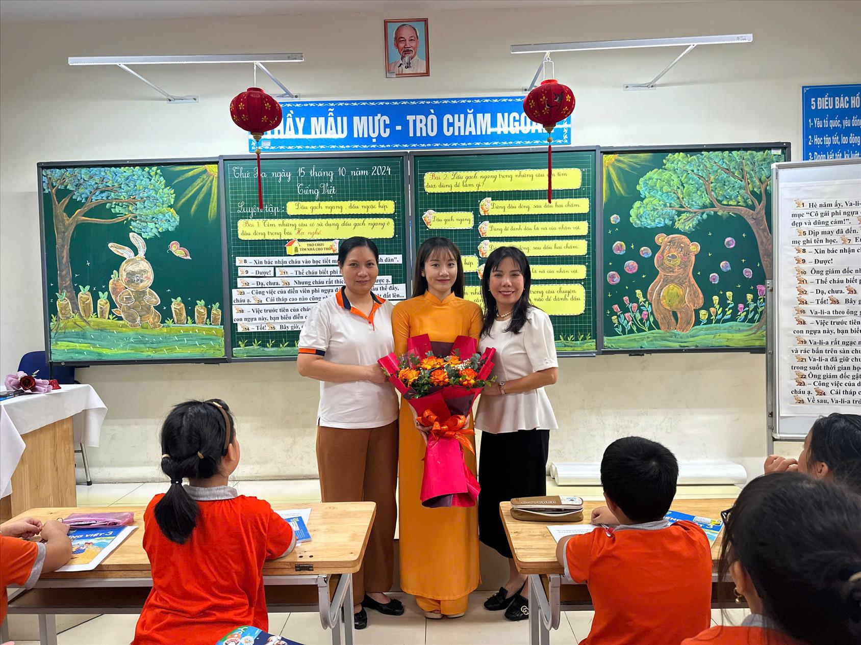 Cô giáo Nguyễn Thị Hương thực hiện thành công tiết chuyên đề Quận môn Tiếng Việt lớp 3