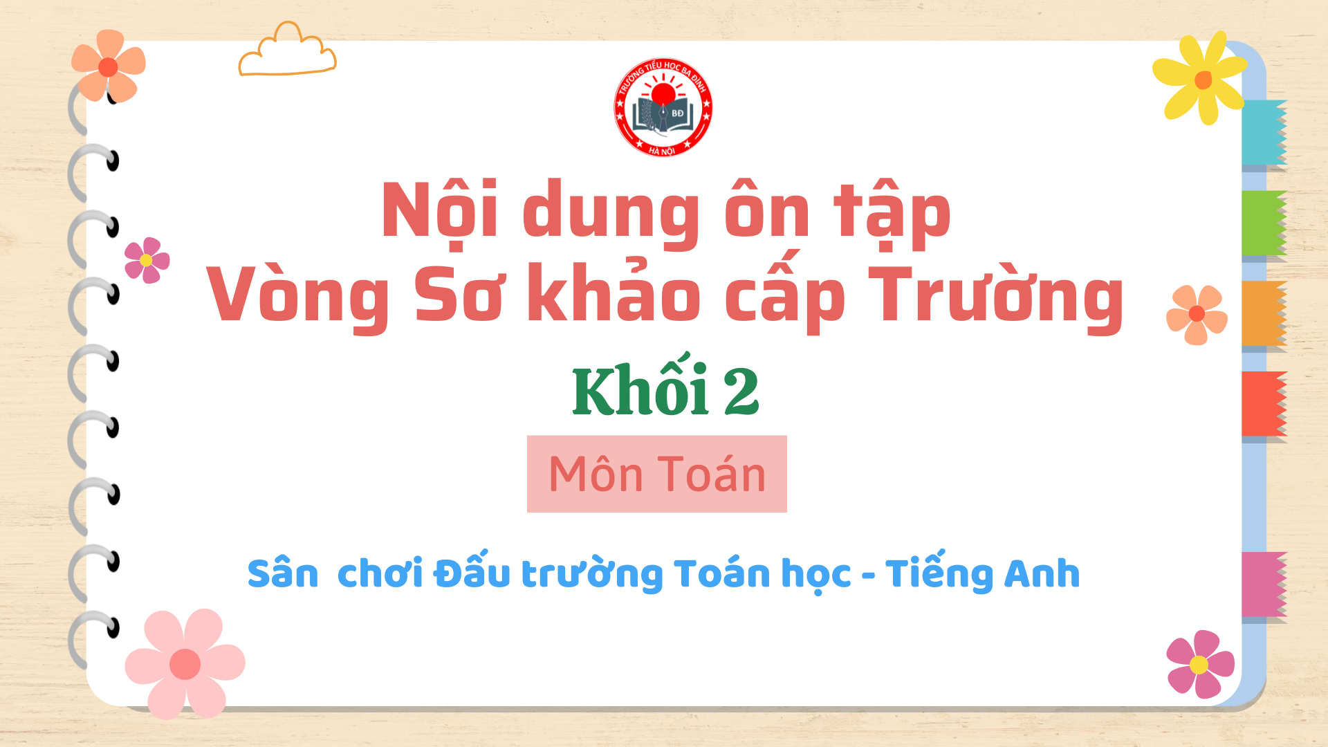 Nội dung ôn tập vòng Sơ khảo cấp trường Sân chơi “Đấu trường Toán học và Tiếng Anh” - MÔN TOÁN - KHỐI 2