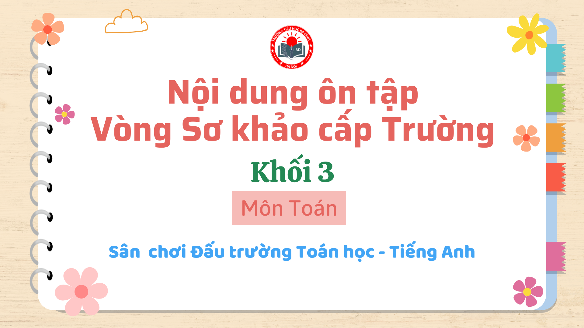 Nội dung ôn tập vòng Sơ khảo cấp trường Sân chơi “Đấu trường Toán học và Tiếng Anh” - MÔN TOÁN - KHỐI 3