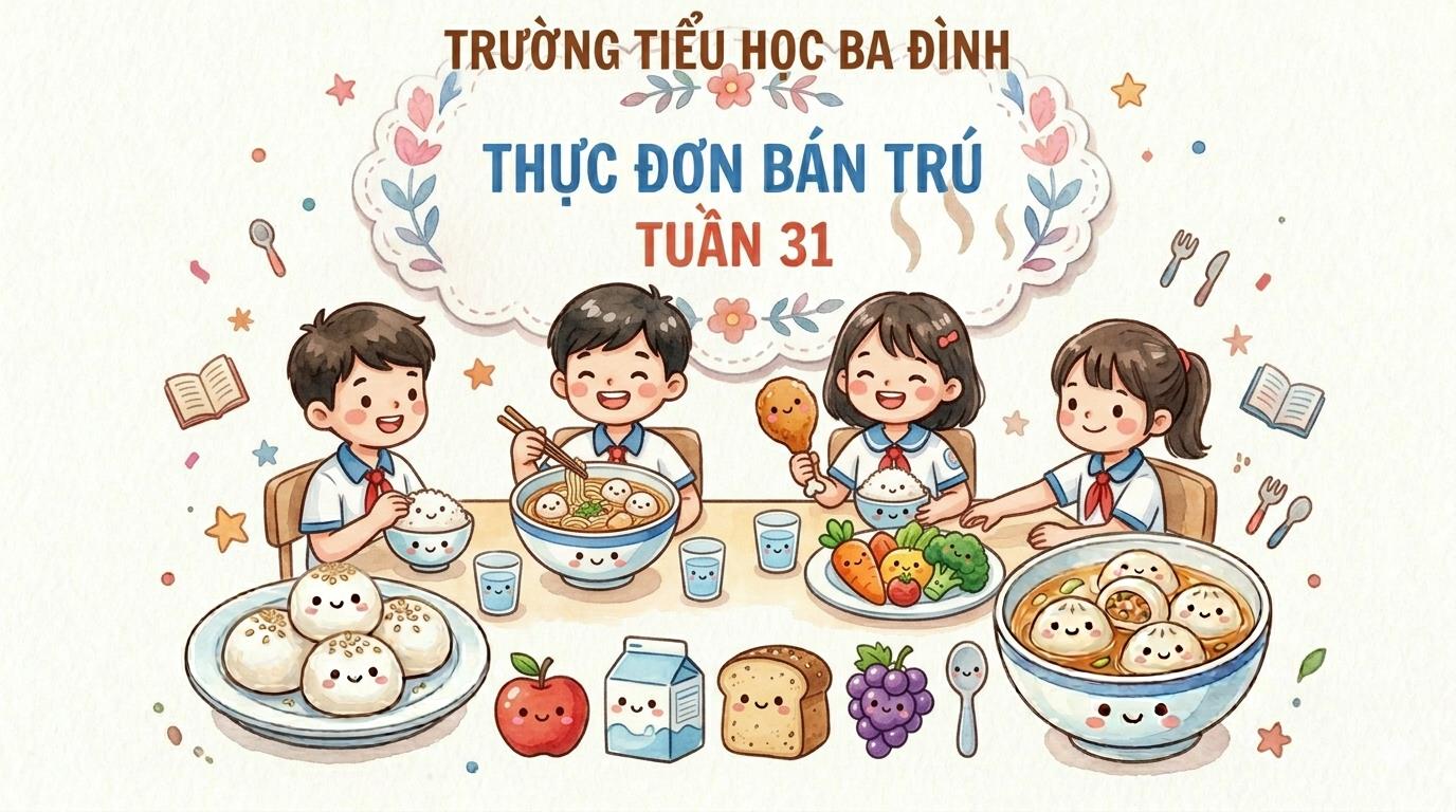 Thực đơn bán trú tuần 31 (áp dụng từ 20/4/2026 đến 24/4/2026)