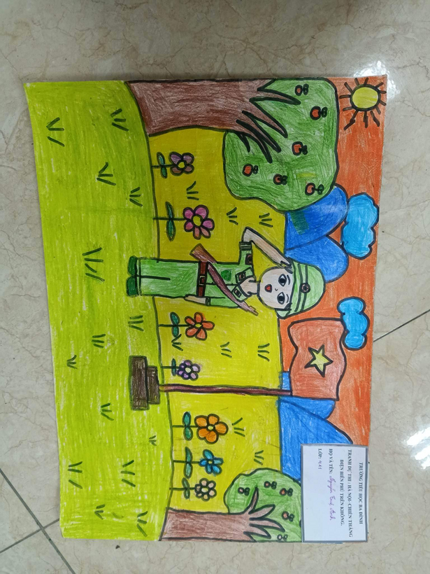 A child's drawing on a yellow board

Description automatically generated with medium confidence