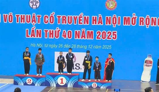 Cậu học trò lớp 1 và "cú đúp" Huy chương tại Giải Võ Cổ Truyền Hà Nội Mở rộng năm 2025