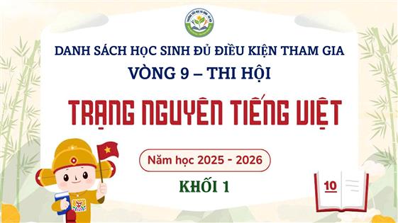 Danh sách học sinh đủ điều kiện tham gia vòng thi Hội (cấp Thành phố) - Sân chơi Trạng Nguyên Tiếng Việt - Khối 1