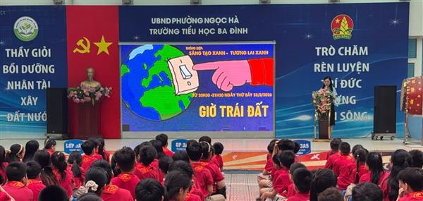 “Sáng tạo xanh – Tương lai xanh” Trường Tiểu học Ba Đình hưởng ứng Chiến dịch Giờ Trái đất năm 2026