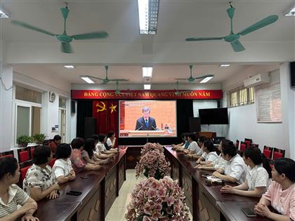 Trường Tiểu học Ba Đình tham dự trực tuyến Hội nghị toàn quốc nghiên cứu, học tập và triển khai thực hiện Nghị quyết Trung ương 2