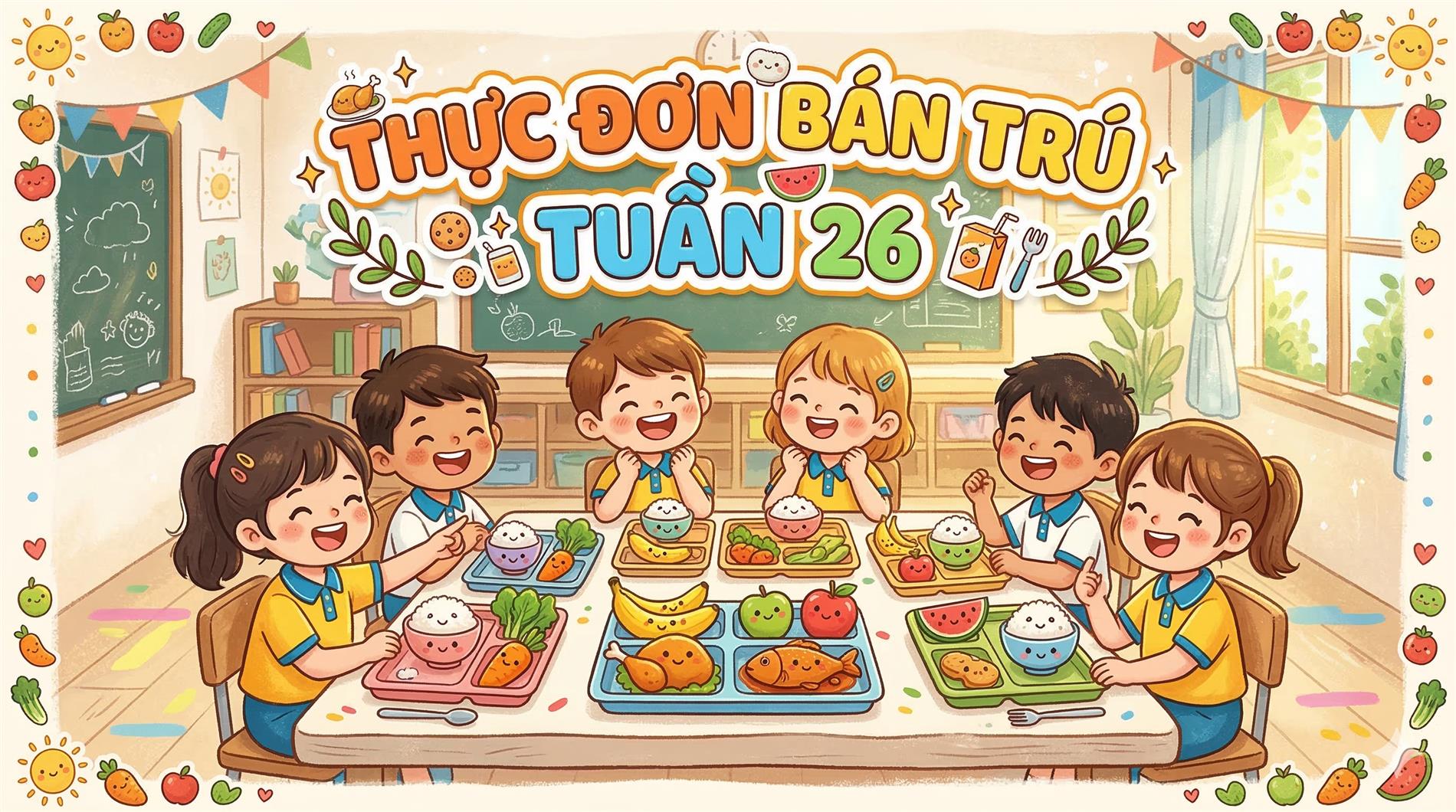 Thực đơn bán trú tuần 26 (áp dụng từ 16/3/2026 đến 20/3/2026)