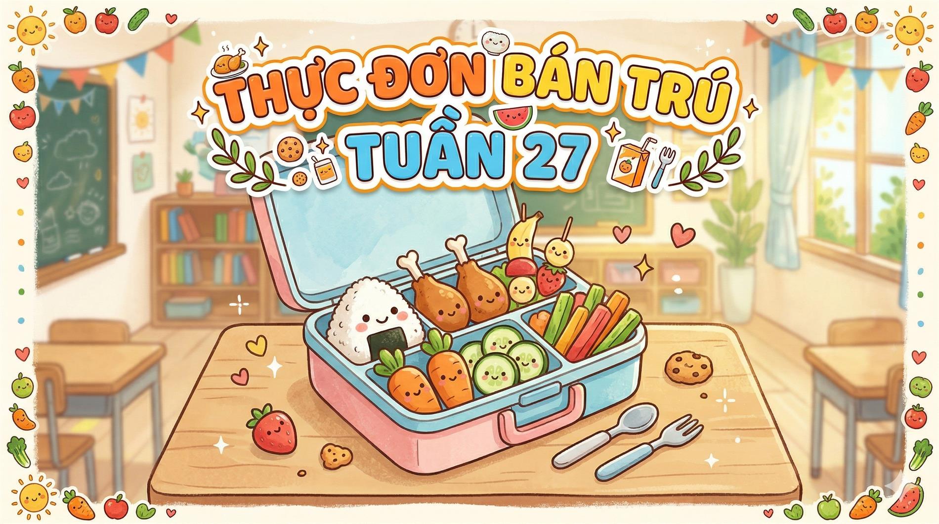 Thực đơn bán trú tuần 27 (áp dụng từ 23/3/2026 đến 27/3/2026)