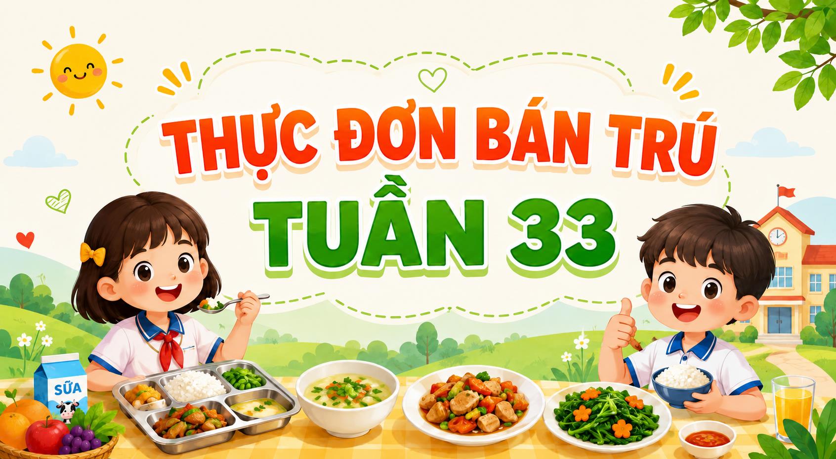 Thực đơn bán trú tuần 33 (áp dụng từ 11/5/2026 đến 15/5/2026)