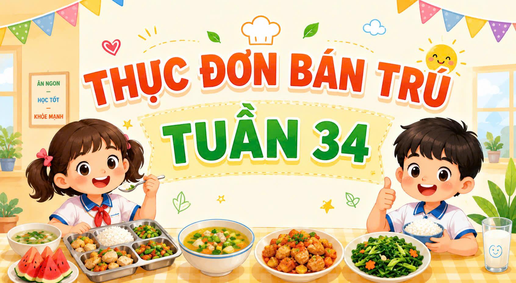 Thực đơn bán trú tuần 34 (áp dụng từ 18/5/2026 đến 22/5/2026)