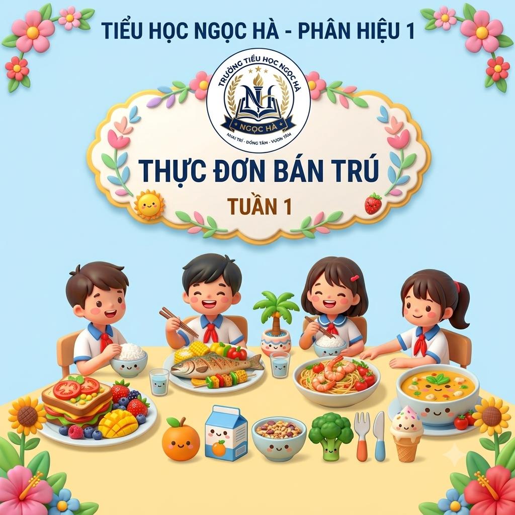 Thực đơn bán trú học sinh tuần 1 (áp dụng từ 7/9/2026 đến 11/9/2026)