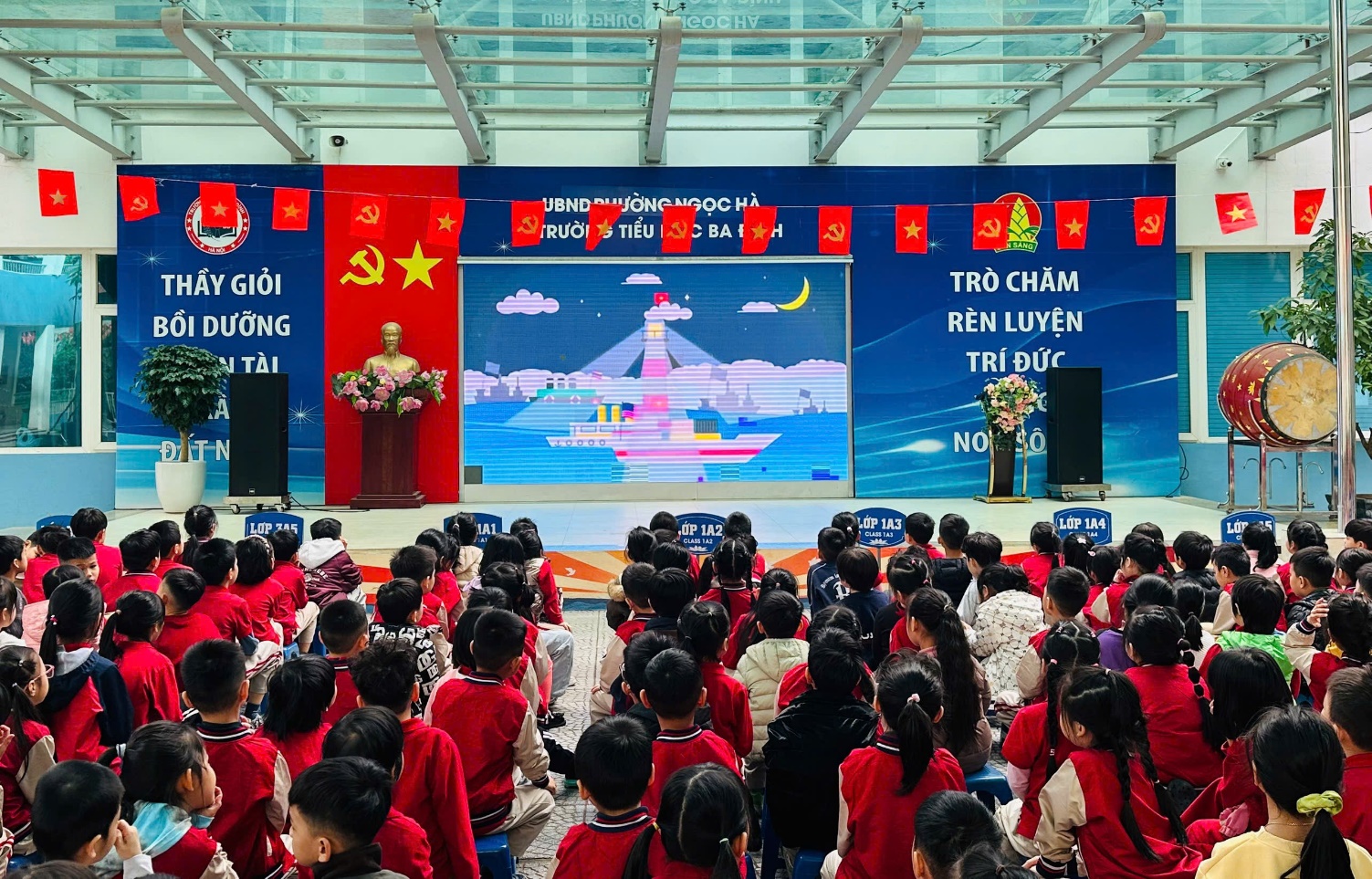 A group of children in red shirts sitting on the floor

AI-generated content may be incorrect.